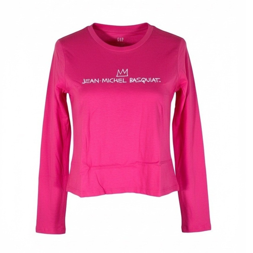 Gap Jean-Michel Basquiat Pink Long Sleeve‎ Shrunken T-Shirt Graphic Tee M NEW